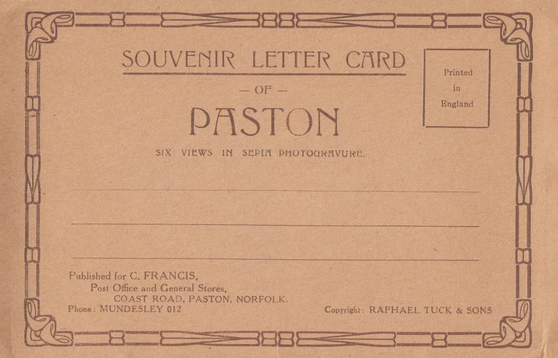 Paston Peterborough Village Souvenir Letter Card Postcard Folding Novelty