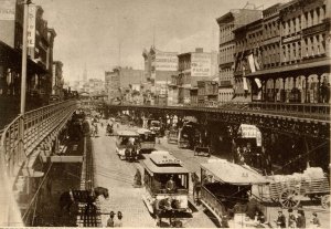 NY - New York City. The Bowery, North from Canal St, 1888. (1976 Repro of old...