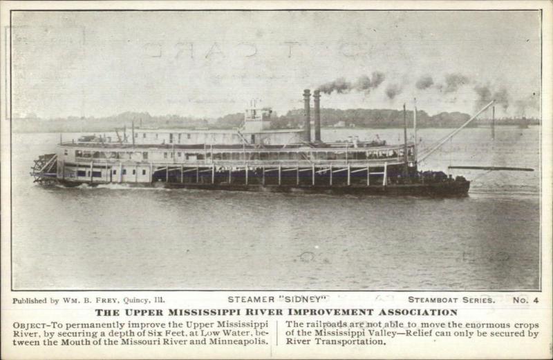 Upper Mississippi River Improvement Assoc Steamboat Series STEAMER SIDNEY PC