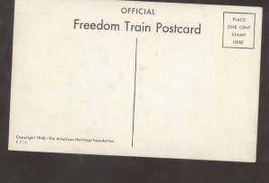 FREEDOM TRAIN CROSSES AMERICA RAILROAD TRAIN ENGINE VINTAGE POSTCARD