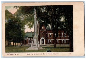 c1905s Soldiers Monument Court House Square Delhi New York NY Unposted Postcard