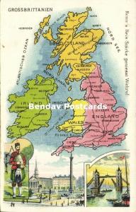 United Kingdom MAP Postcard (1910s) Remy Paste Edition