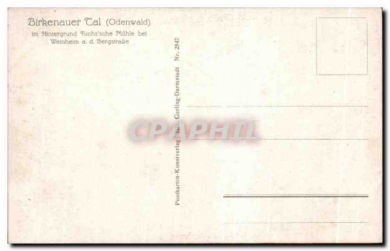 Old Postcard Birkenauer Cal (Odenwald) im Hintergrund Tuchs sche Muhle bei We...