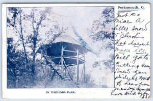 1906 PORTSMOUTH OHIO IN TIMMONDS PARK RUSTIC WOOD REEHOUSE PAVILION POSTCARD