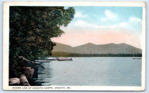 GRANTS CAMPS, ME Maine ~ LAKESHORE SCENE c1920s Franklin County  Postcard