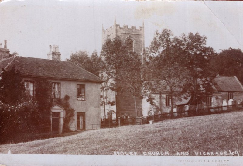 Beoley Church Redditch Worcester Vicarage RPC Old Postcard