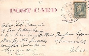J50/ New Lexington Ohio Felt Pennant Postcard c1910 Just A Line 111