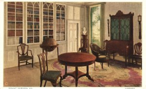 Vintage Postcard 1910s George Washington's Library Room Mount Vernon Virginia VA