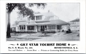 Postcard SC Bennetsville - Gilt Star Tourist Home