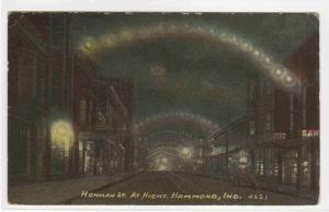 Hohman Street Night Hammond Indiana 1913 postcard