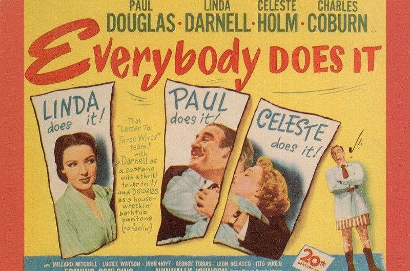 Everybody Does It Paul Douglas Movie Poster Launch Postcard