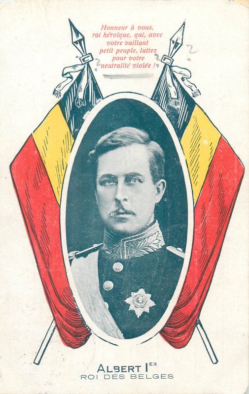 Belgium Royalty King Albert Patriotic Flags 1914 