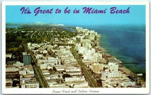 Postcard - It's Great to be in Miami Beach - Ocean Front and Collins Avenue