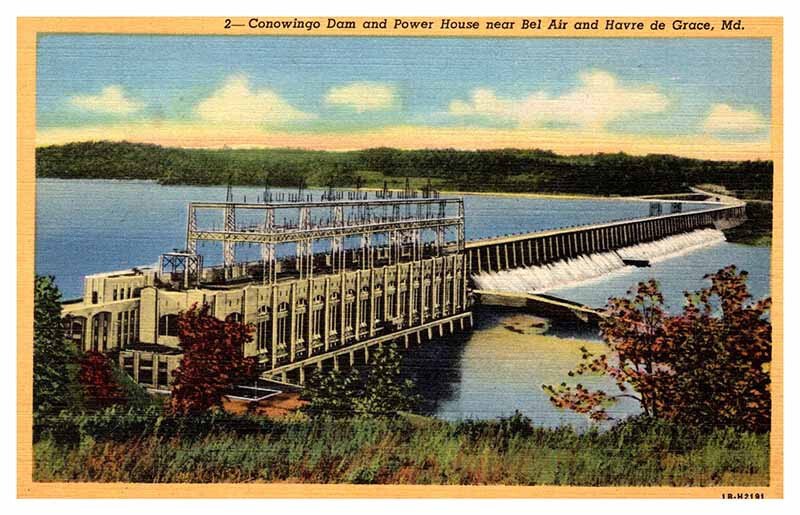 Postcard DAM SCENE Between Bel Air & Havre De Grace Maryland MD AT7045