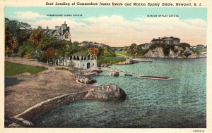 Vintage Postcard Boat Landing Commodore James Marion Estate Newport Rhode Island