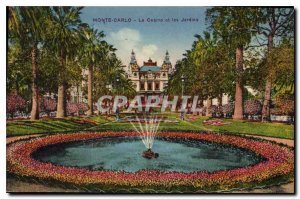 Old Postcard Monte Carlo Casino and Gardens