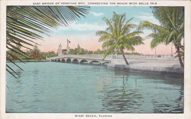 Florida Miami Beach East Bridge Of Venetian Way Connecting The Beach With Bel...