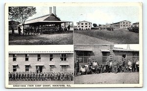 ROCKFORD, IL Illinois ~ Greetings From CAMP GRANT 1917 Multiview  Postcard