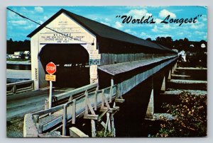 World's Longest Covered Bridge in Canada VINTAGE Postcard A158