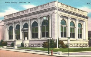 Vintage Postcard Public Library Building Hazleton Pennsylvania Mebane Greeting