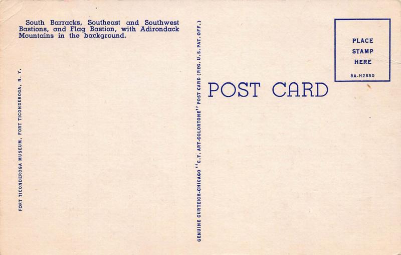 South Platform, Ft. Ticonderoga, N.Y.,  Early Linen Postcard, Unused
