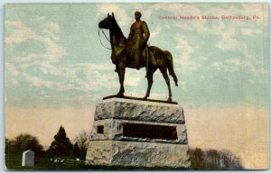 Postcard - General Meade's Statue, Gettysburg, Pennsylvania 