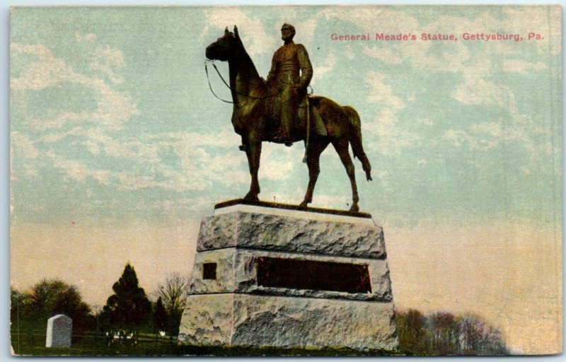 Postcard - General Meade's Statue, Gettysburg, Pennsylvania 