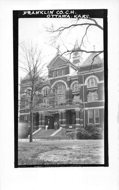 Ottawa Kansas Franklin County Court House Exterior Real Photo Postcard V15395