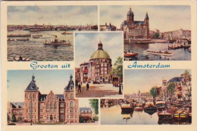 Netherlands Greetings From Amsterdam Multi View 1954