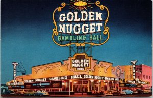 Golden Nugget Gambling Hall Las Vegas Nevada NV Postcard PM Cancel WOB Note VTG 