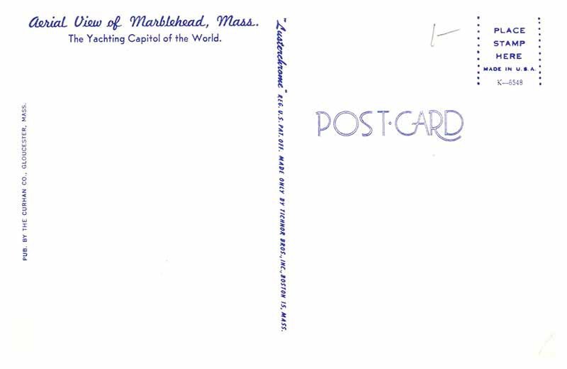 Postcard AERIAL VIEW SCENE Marblehead Massachusetts MA AR3690