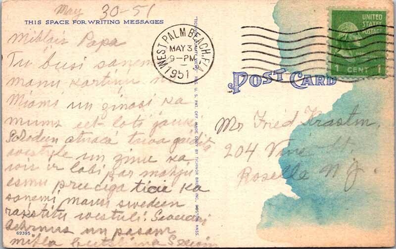 Postcard ROAD SCENE Palm Beach Florida FL AN9943