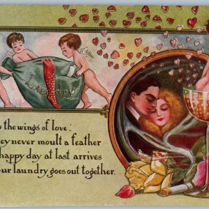 c1910s John Winsch Lovely Cupids Dirty Laundry Romance Cherub Valentine Day A195