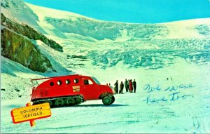 Snowmobile Athabasca Glacier Columbia Icefields AB Alberta Chrome Postcard C17