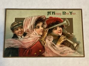 Artist signed Frances Brundage A Happy New Year embossed Series 1301 Grade 1