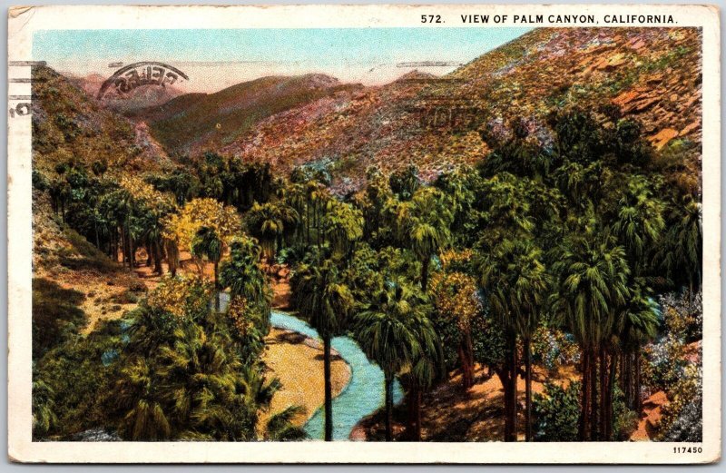 1928 Palm Canyon California Air View of Palms & River Mountains Posted Postcard