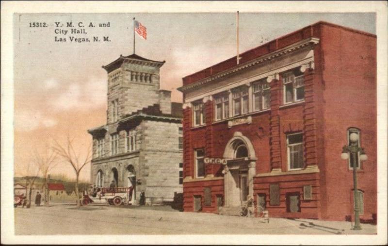 Las Vegas NM Fire Station YMCA City Hall c1915 Postcard 