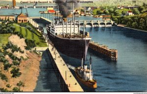 Washington Seattle Canal Locks Second To Panama  1948