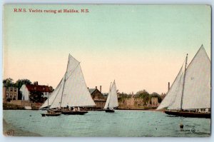 Nova Scotia Canada Postcard R.N.S. Yachts Racing at Halifax c1910 Antique