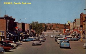 Pierre South Dakota SD Classic 1960s Cars Street Scene Vintage Postcard