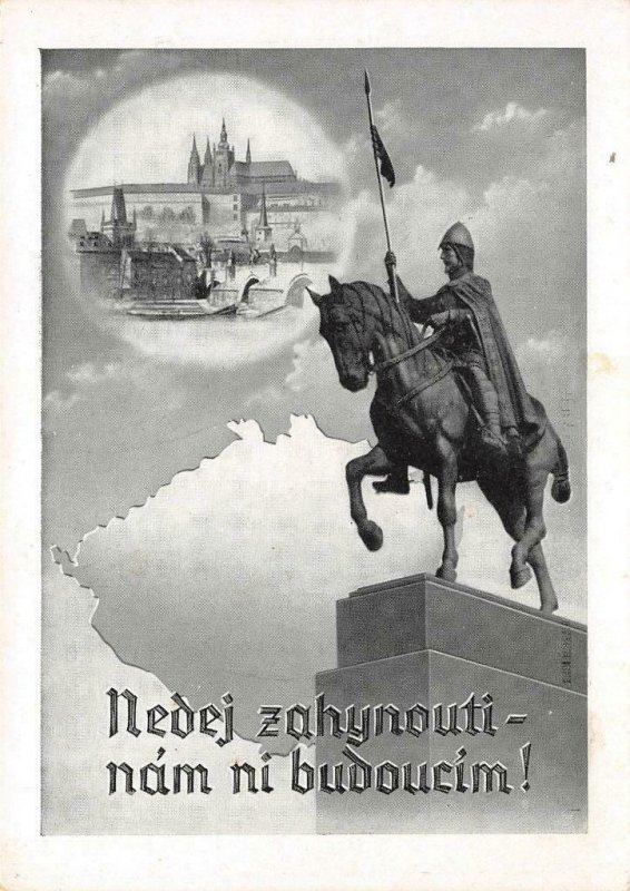 nedej zahynouti nám i budoucím! Praha: Pomnik sv. Václava Czech Vintage Postcard