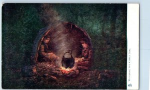 Belgium Postcard Watching The Kettle Boil Tent c1910 Posted Oilette Tuck Art