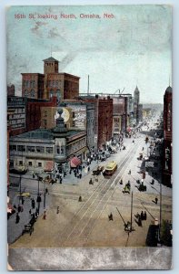 Omaha Nebraska Postcard St. Looking North Exterior Building 1908 Vintage Antique