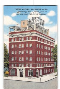 Rochester Minnesota MN Postcard 1930-1950 Hotel Arthur