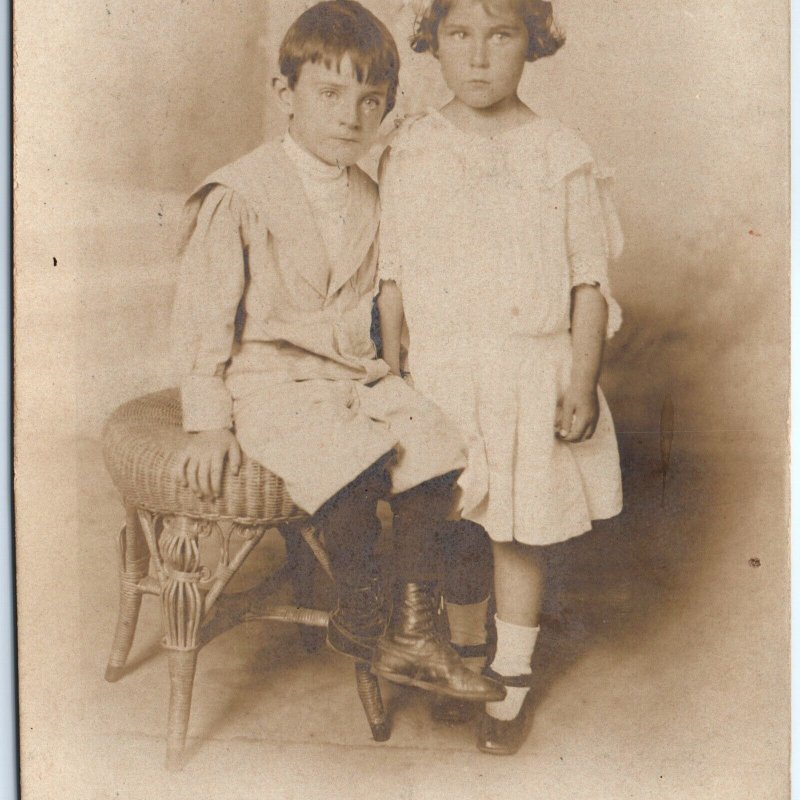 IDd 1910s Atlantic City NJ Cute Boy Girl RPPC Real Photo Postcard Boardwalk A121