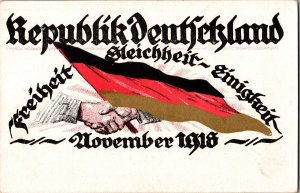 1918 Mint Germany Postcard German Communist Revolution Ilustration Flag