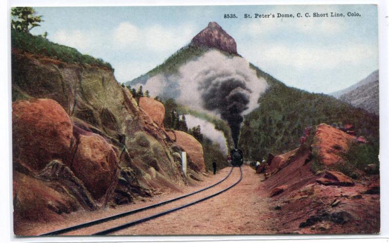 Railroad Train St Peter's Dome Cripple Creek Short Line Colorado 1910c postcard