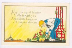 Boy greets Easter chicks, 00-10s