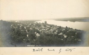 Postcard RPPC Illinois Savanna Aerial View 23-5302