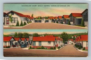 Hot Springs AR, Wonderland Court, Arkansas Linen c1940 Postcard